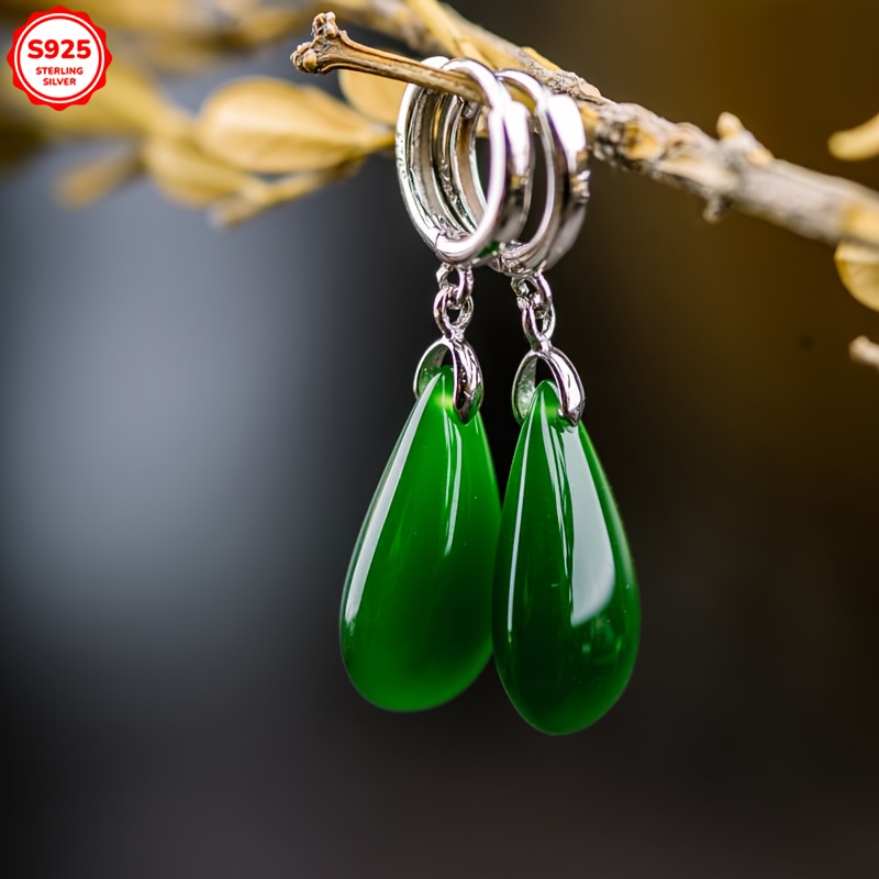 Low Allergy Green Water Drop Earrings